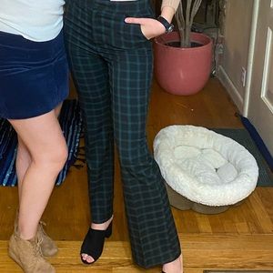 Urban Outfitters dark green plaid flare plants